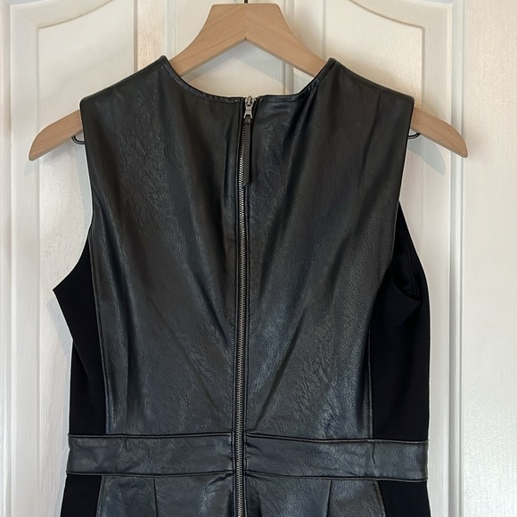 Spanx | Leather-Like Mixed Media Combo Fitted Dress Classic Black Small - Picture 8 of 13